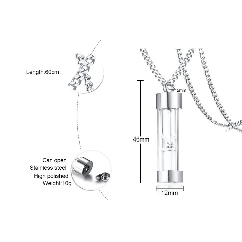Stainless Steel Dropshaped Hourglass Pendant Necklace For Men And Women - Image 9
