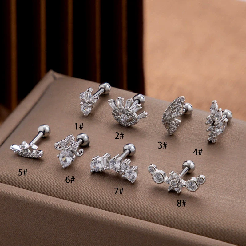 Stainless Steel Ear Nail With Zircon Heart Shape Electroplated For Women - Image 6