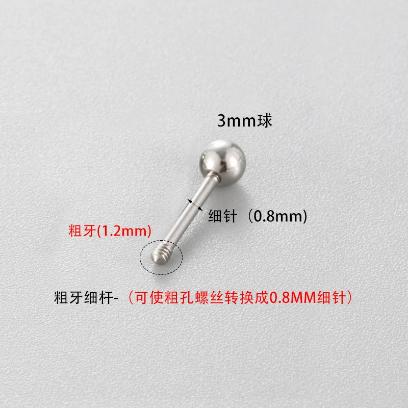 Stainless Steel Ear Puncture Accessories With Geometric Shape And Coarsefine Teeth Conversion Rod - Image 6