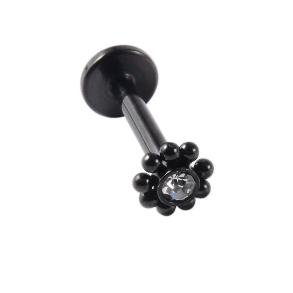 Stainless Steel Electroplated Dot Inner Tooth Lip Nails Straight Pole Sunflower Ear Bone Nail Earrings - Image 7