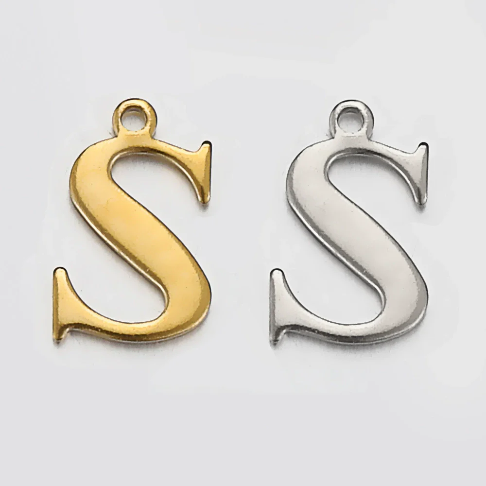 Stainless Steel Electroplated Letter Piercing Pendant - Image 24