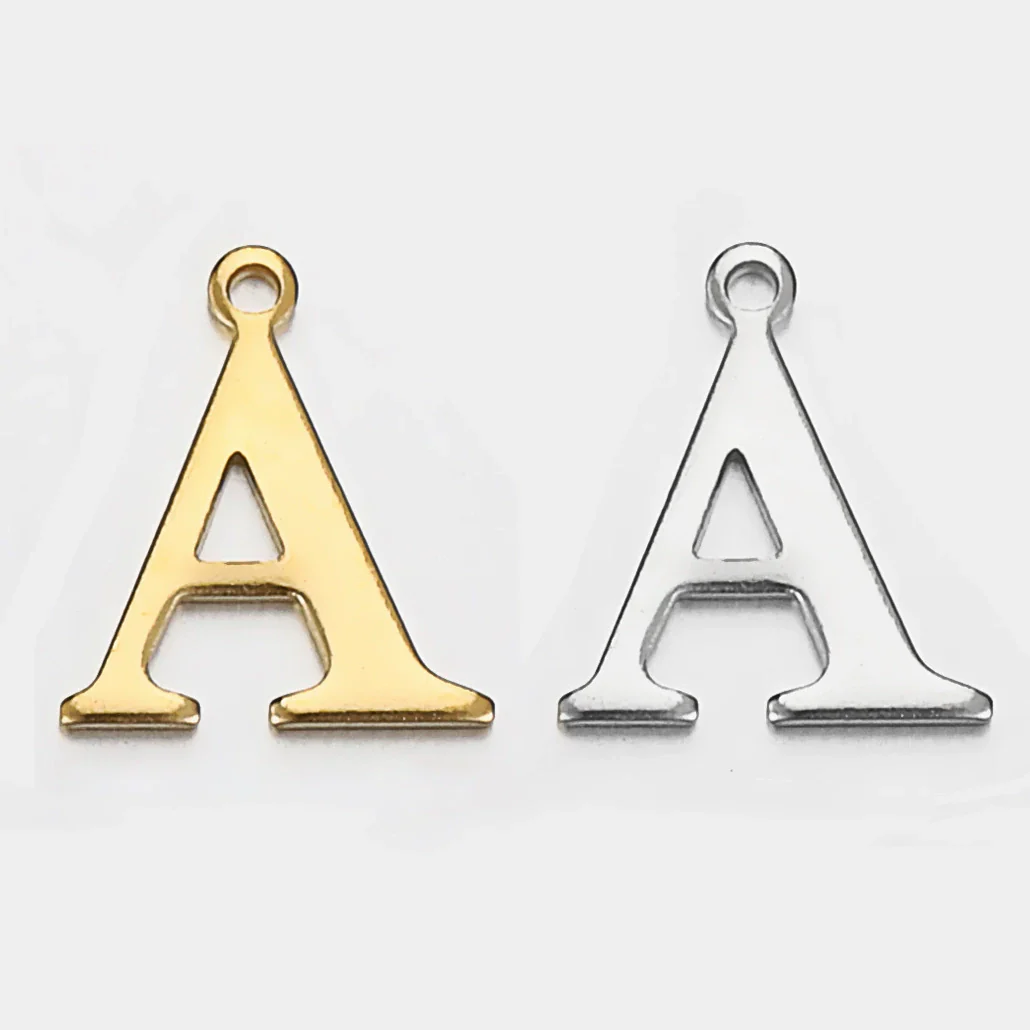Stainless Steel Electroplated Letter Piercing Pendant - Image 6