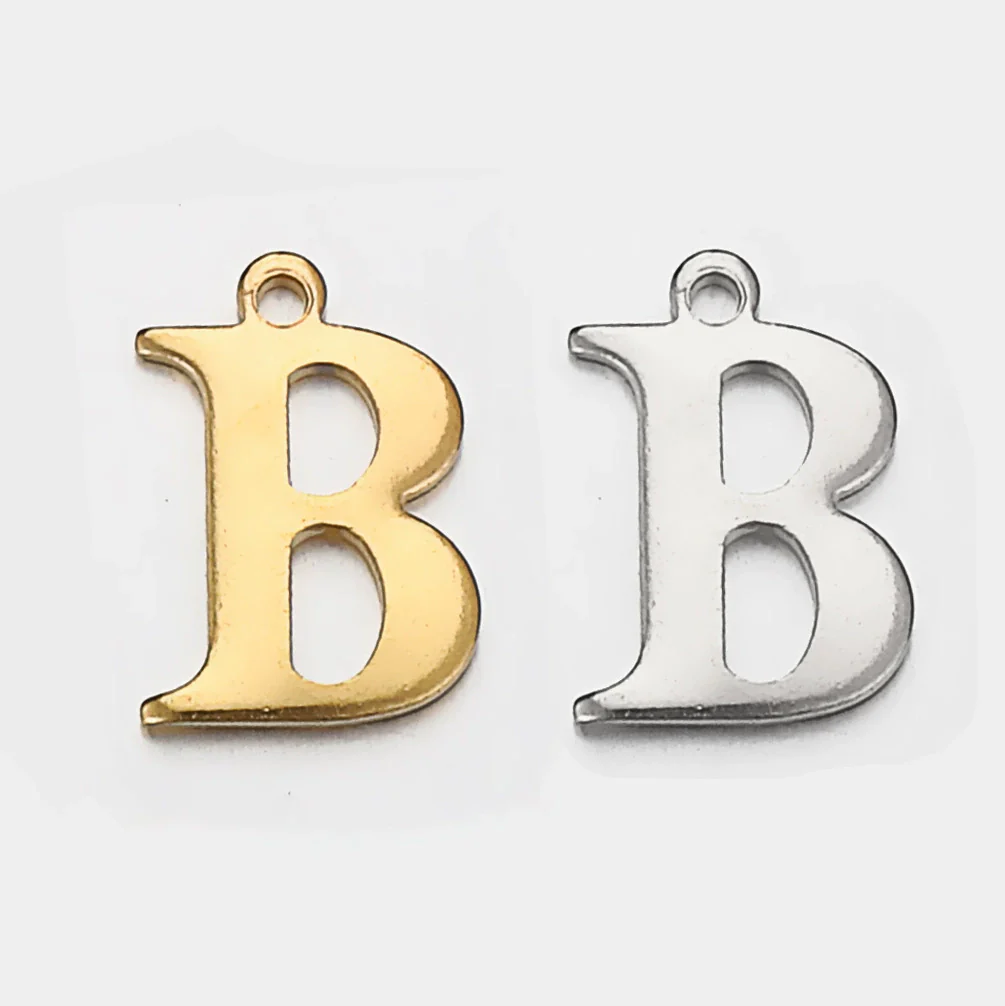 Stainless Steel Electroplated Letter Piercing Pendant - Image 7