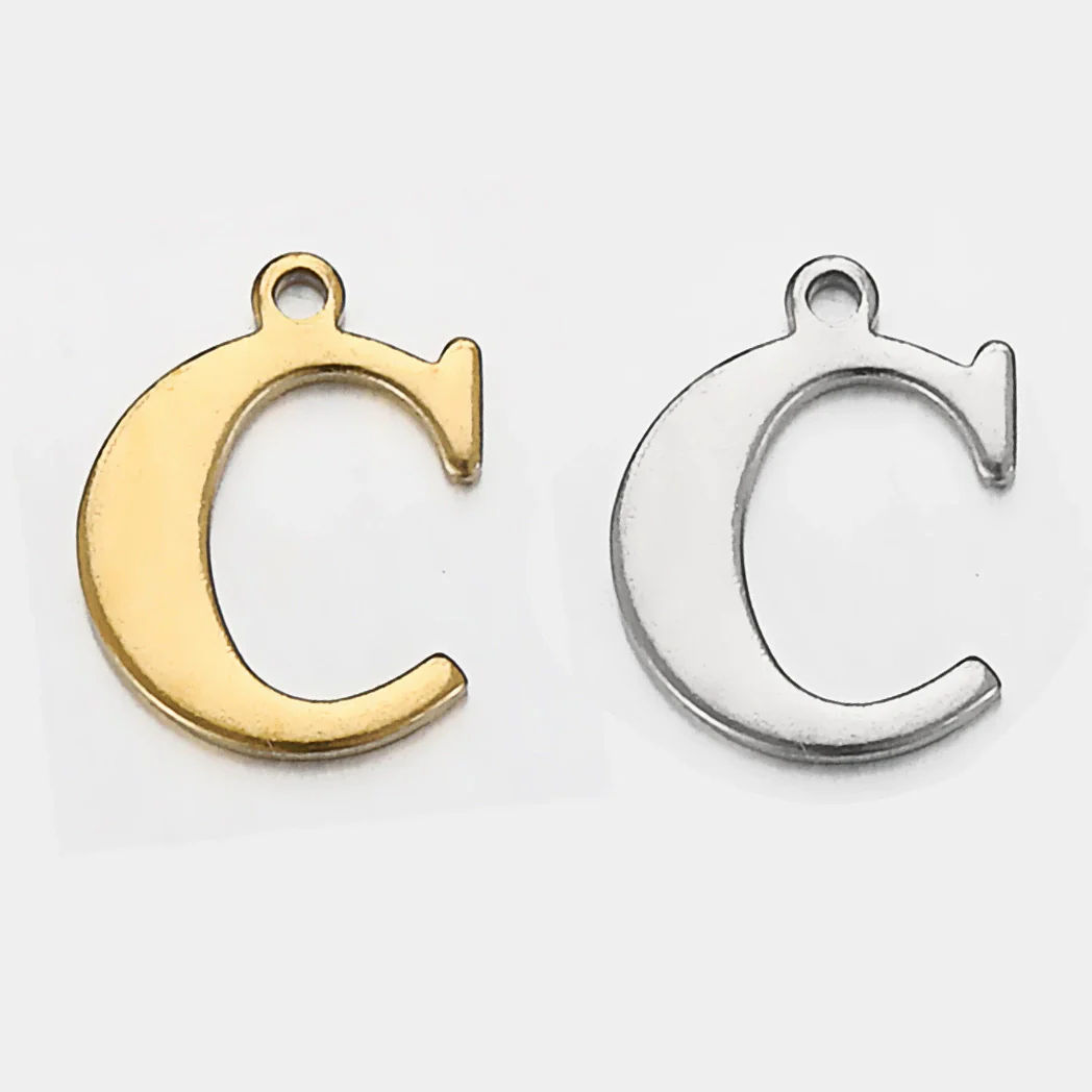 Stainless Steel Electroplated Letter Piercing Pendant - Image 8