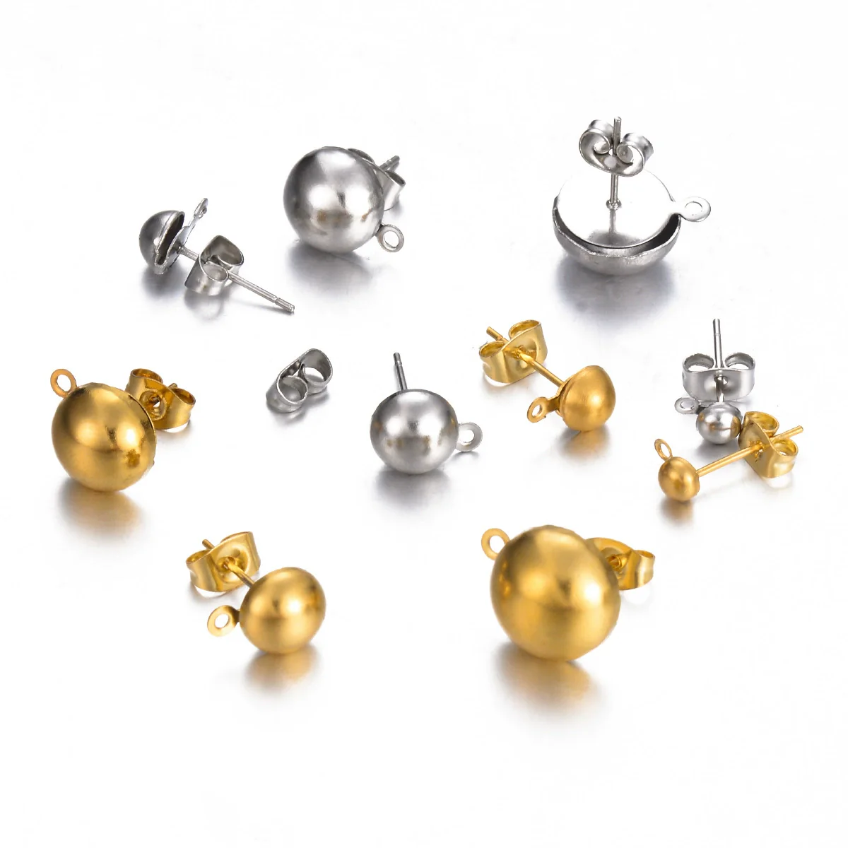 Stainless Steel Electroplated Semicircle Earrings - Image 4