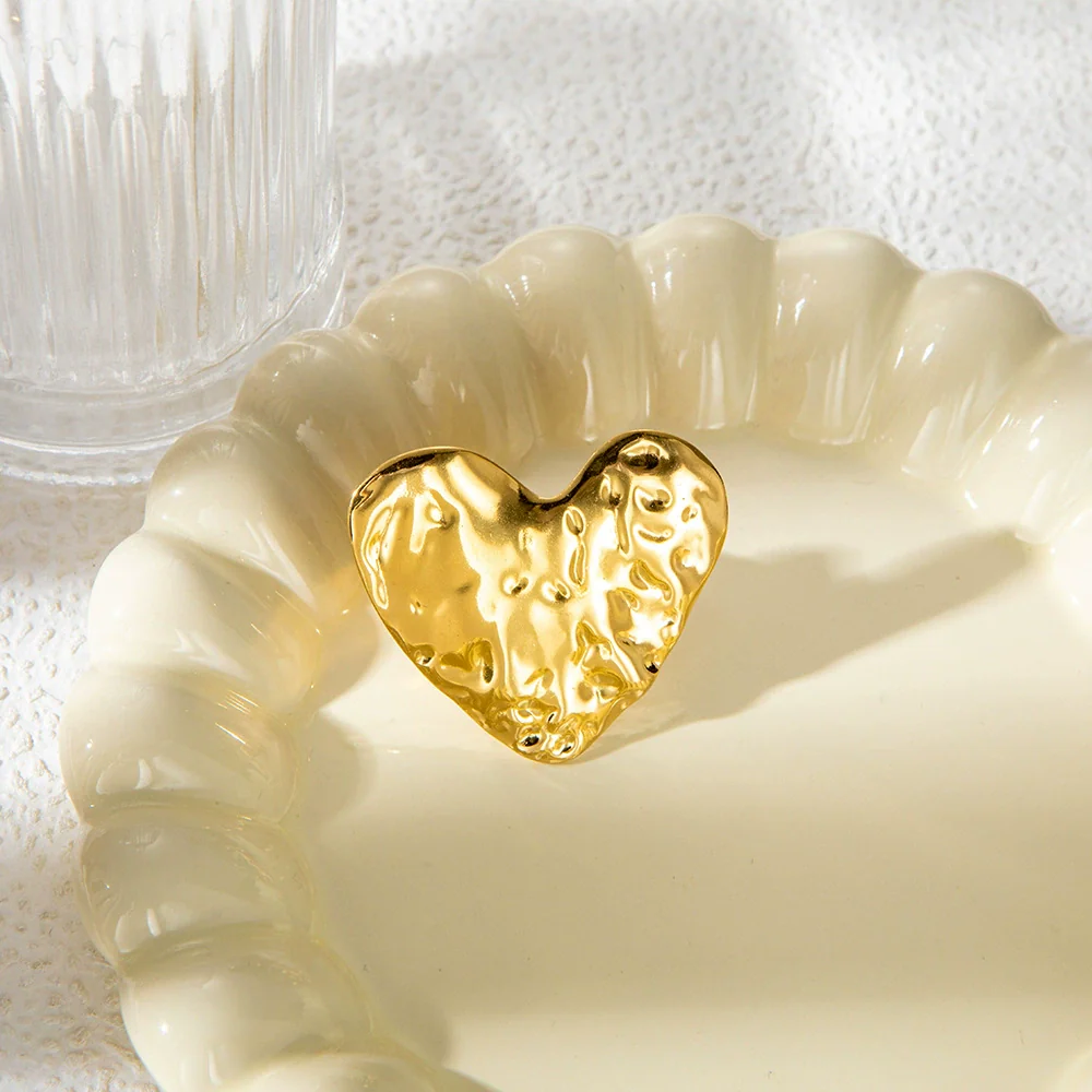 Stainless Steel Embossed Three Dimensional Opening Love Ring With Electroplating Design Unisex - Image 6