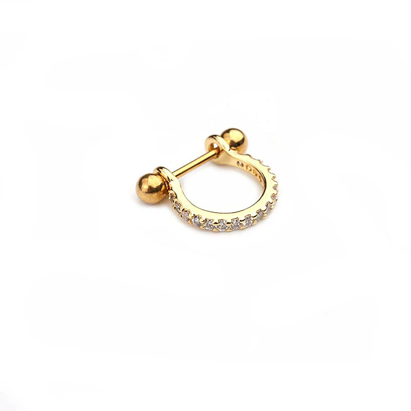Stainless Steel Exotic Ushape Diamond Microembedded Earrings For Body Piercing Jewelry - Image 2