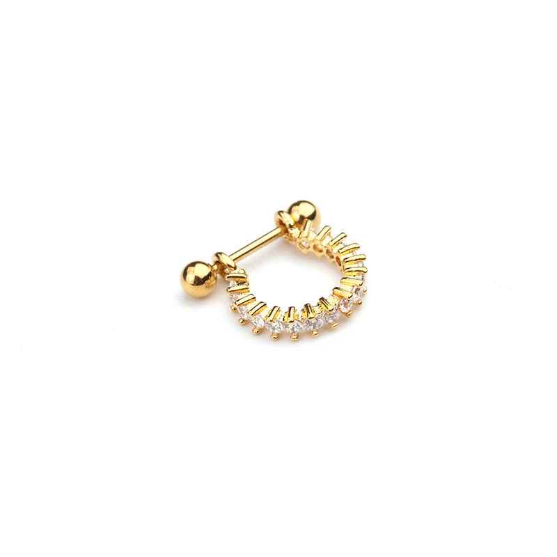 Stainless Steel Exotic Ushape Diamond Microembedded Earrings For Body Piercing Jewelry - Image 4
