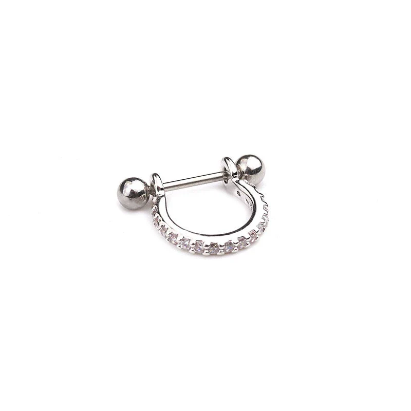 Stainless Steel Exotic Ushape Diamond Microembedded Earrings For Body Piercing Jewelry - Image 6