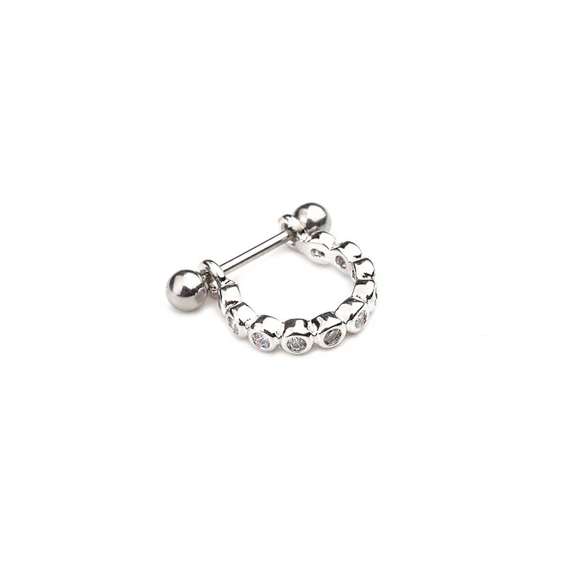Stainless Steel Exotic Ushape Diamond Microembedded Earrings For Body Piercing Jewelry - Image 7
