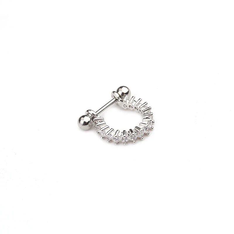 Stainless Steel Exotic Ushape Diamond Microembedded Earrings For Body Piercing Jewelry - Image 8