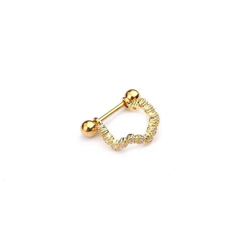 Stainless Steel Exotic Ushape Diamond Microembedded Earrings For Body Piercing Jewelry - Image 9