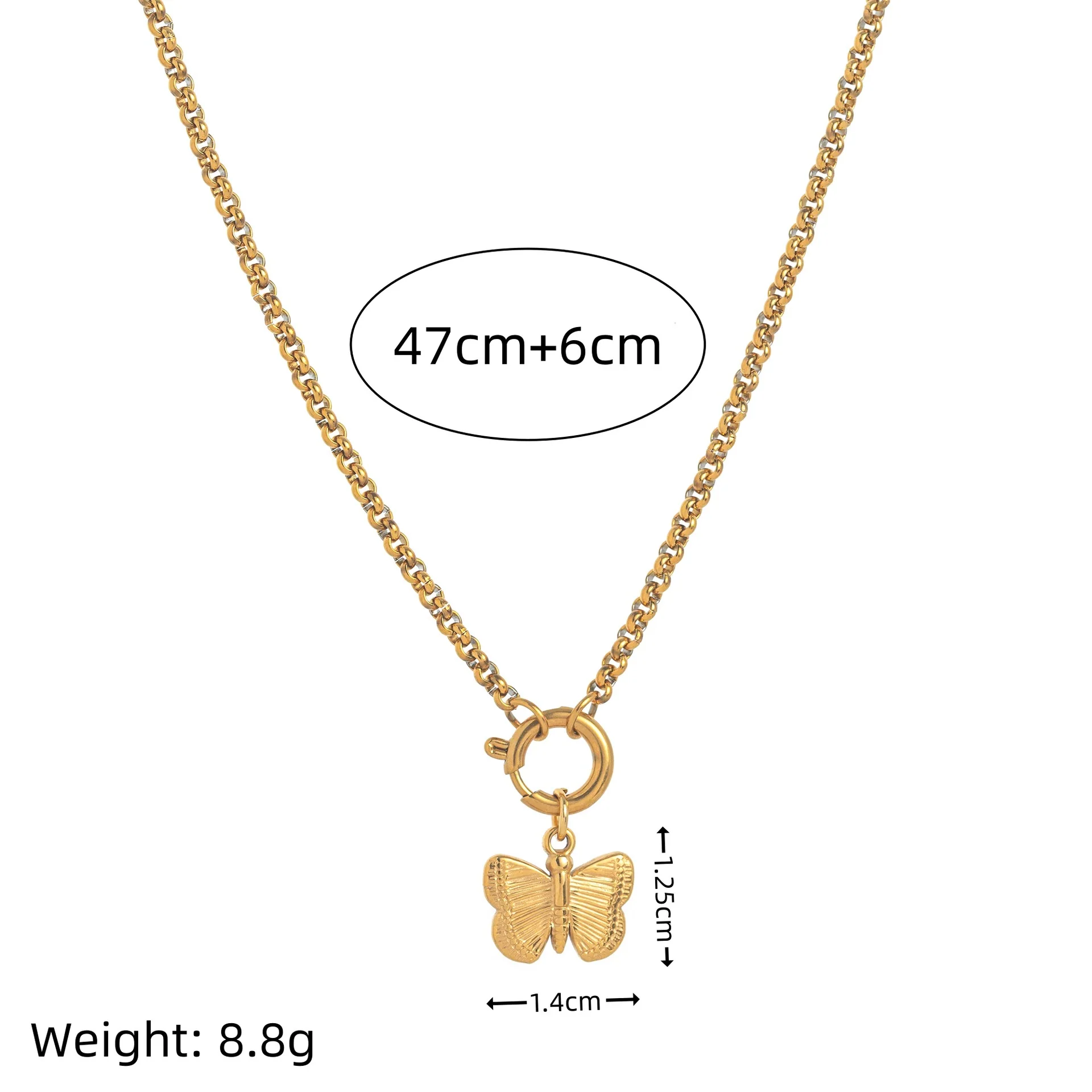 Stainless Steel Fashion Animal Series Geometric Pendant Necklace With Furnace Vacuum Plating 18K Gold Color - Image 6