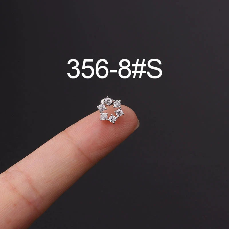Stainless Steel Fashion Geometric Electroplated Zircon Ear Bone Puncture Earrings For Women - Image 13