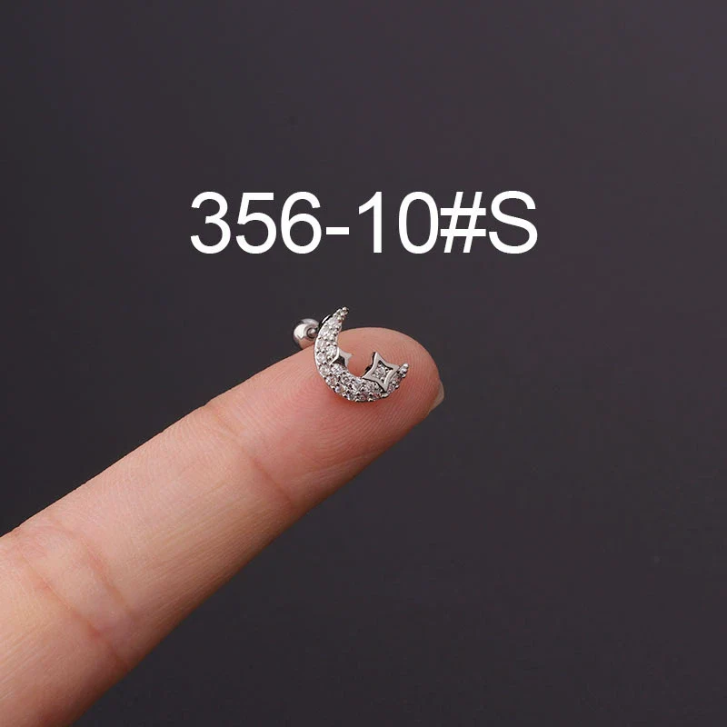 Stainless Steel Fashion Geometric Electroplated Zircon Ear Bone Puncture Earrings For Women - Image 15
