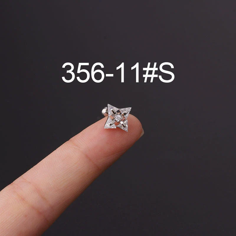 Stainless Steel Fashion Geometric Electroplated Zircon Ear Bone Puncture Earrings For Women - Image 16
