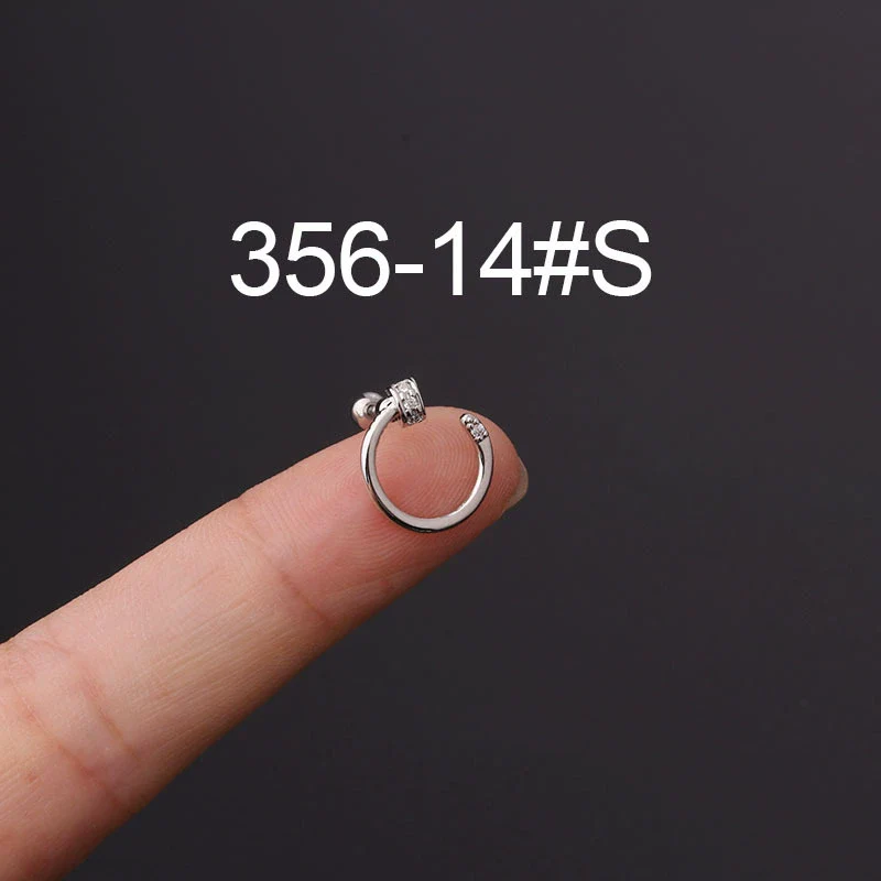 Stainless Steel Fashion Geometric Electroplated Zircon Ear Bone Puncture Earrings For Women - Image 19