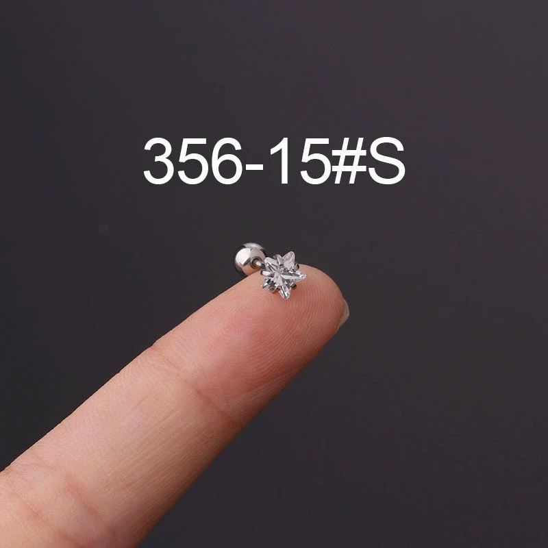 Stainless Steel Fashion Geometric Electroplated Zircon Ear Bone Puncture Earrings For Women - Image 20