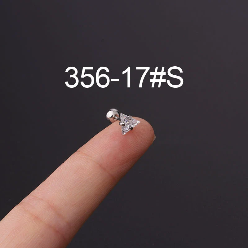 Stainless Steel Fashion Geometric Electroplated Zircon Ear Bone Puncture Earrings For Women - Image 22