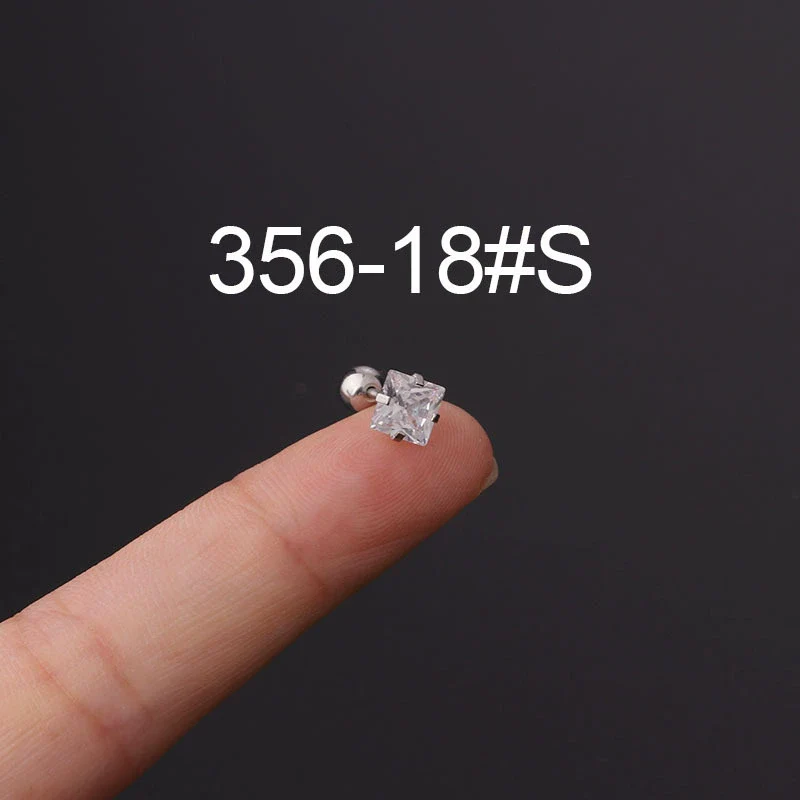 Stainless Steel Fashion Geometric Electroplated Zircon Ear Bone Puncture Earrings For Women - Image 23