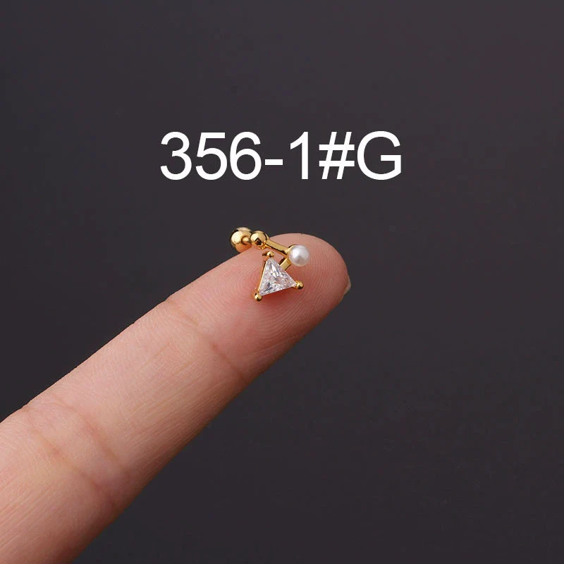 Stainless Steel Fashion Geometric Electroplated Zircon Ear Bone Puncture Earrings For Women - Image 24