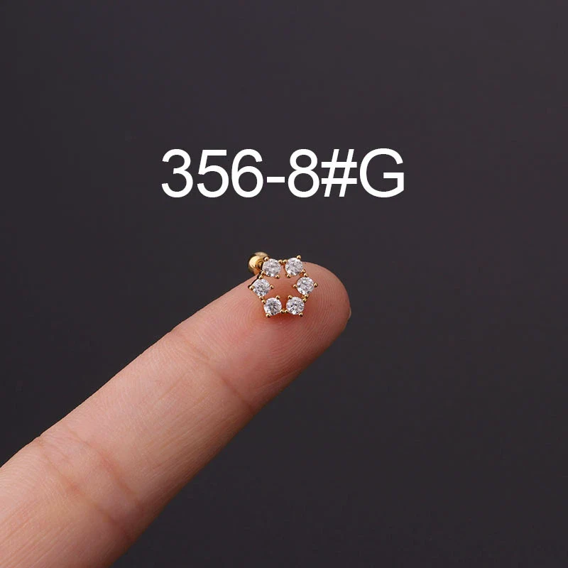 Stainless Steel Fashion Geometric Electroplated Zircon Ear Bone Puncture Earrings For Women - Image 30