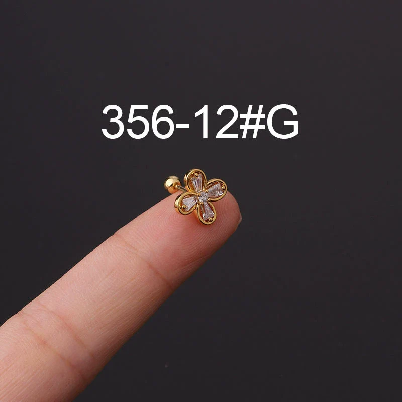 Stainless Steel Fashion Geometric Electroplated Zircon Ear Bone Puncture Earrings For Women - Image 34