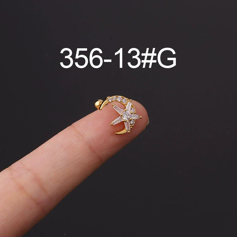 Stainless Steel Fashion Geometric Electroplated Zircon Ear Bone Puncture Earrings For Women - Image 35