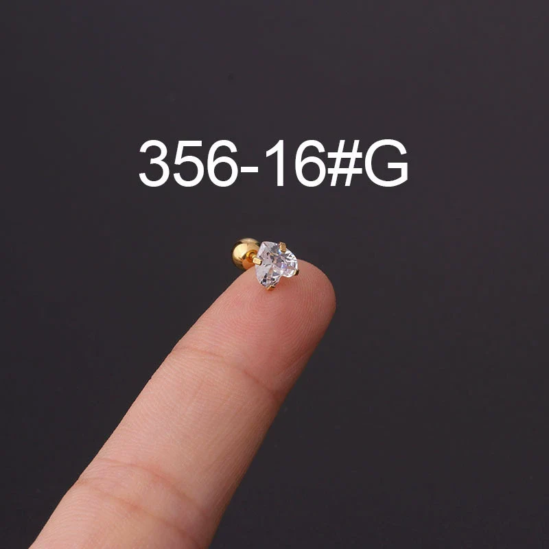 Stainless Steel Fashion Geometric Electroplated Zircon Ear Bone Puncture Earrings For Women - Image 38