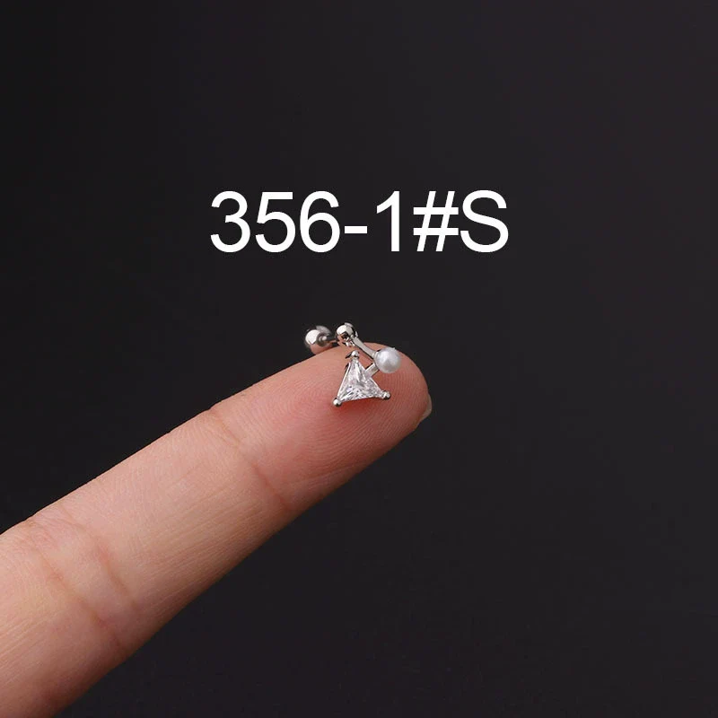 Stainless Steel Fashion Geometric Electroplated Zircon Ear Bone Puncture Earrings For Women - Image 6