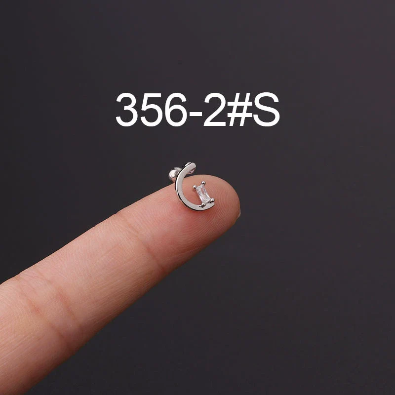Stainless Steel Fashion Geometric Electroplated Zircon Ear Bone Puncture Earrings For Women - Image 7