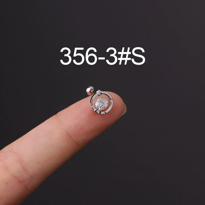 Stainless Steel Fashion Geometric Electroplated Zircon Ear Bone Puncture Earrings For Women - Image 8