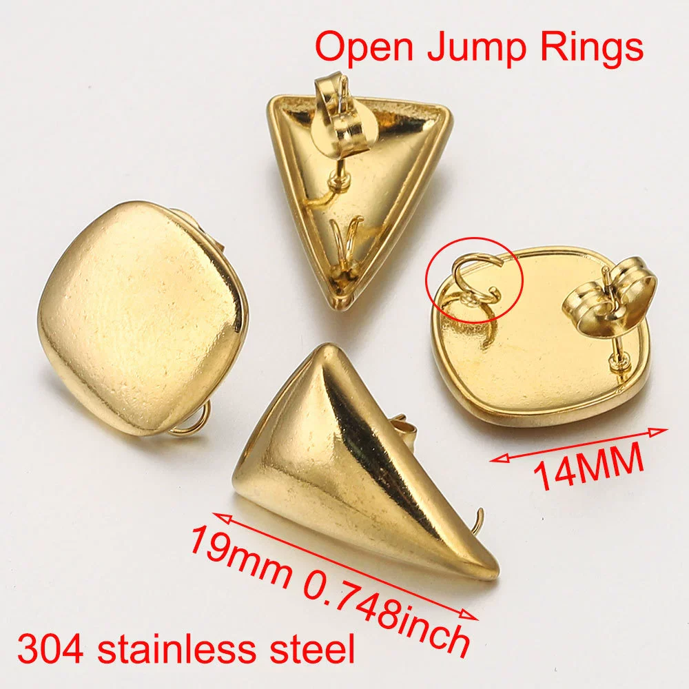 Stainless Steel Fashion Round Quadrangle Triangle Goldplated Titanium Steel Earrings Making Supplies Jewelry - Image 2