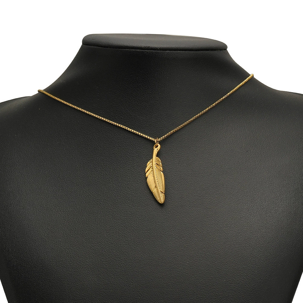 Stainless Steel Feather Sun Rectangular Pendant Jewelry Electroplated - Image 4