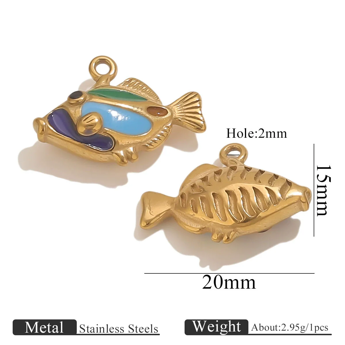 Stainless Steel Fish Octopus Shark Oil Drop Pendant Beach Jewelry Accessories Vacuum Gold Plated Electroplated - Image 8
