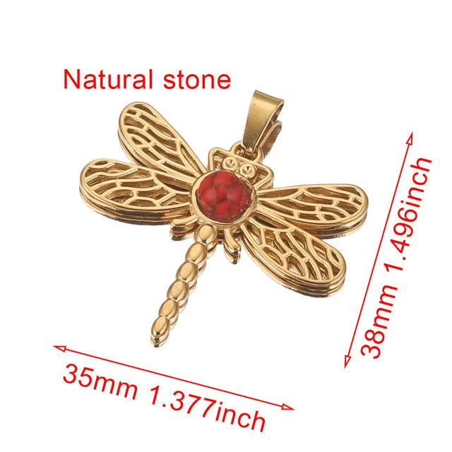 Stainless Steel Fish Pattern Dragonfly Pendant Jewelry Making Supplies With Electroplating 18K Treatment - Image 12