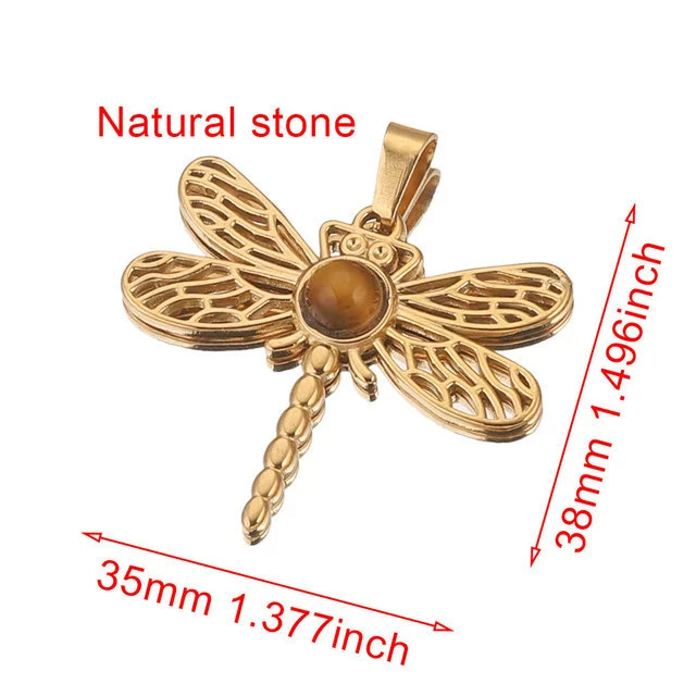 Stainless Steel Fish Pattern Dragonfly Pendant Jewelry Making Supplies With Electroplating 18K Treatment - Image 13