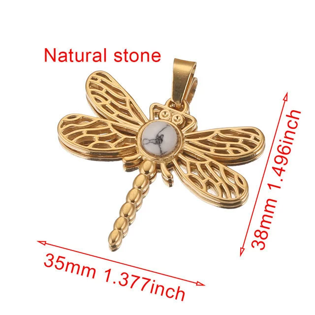 Stainless Steel Fish Pattern Dragonfly Pendant Jewelry Making Supplies With Electroplating 18K Treatment - Image 7