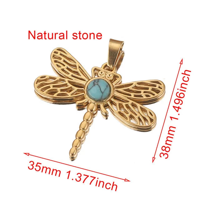 Stainless Steel Fish Pattern Dragonfly Pendant Jewelry Making Supplies With Electroplating 18K Treatment - Image 9