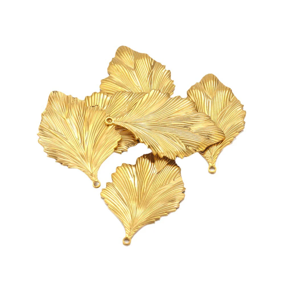 Stainless Steel Fish Pattern Leaf Earrings And Necklace Jewelry Accessories Diy Handmade With 18K Electroplating - Image 5