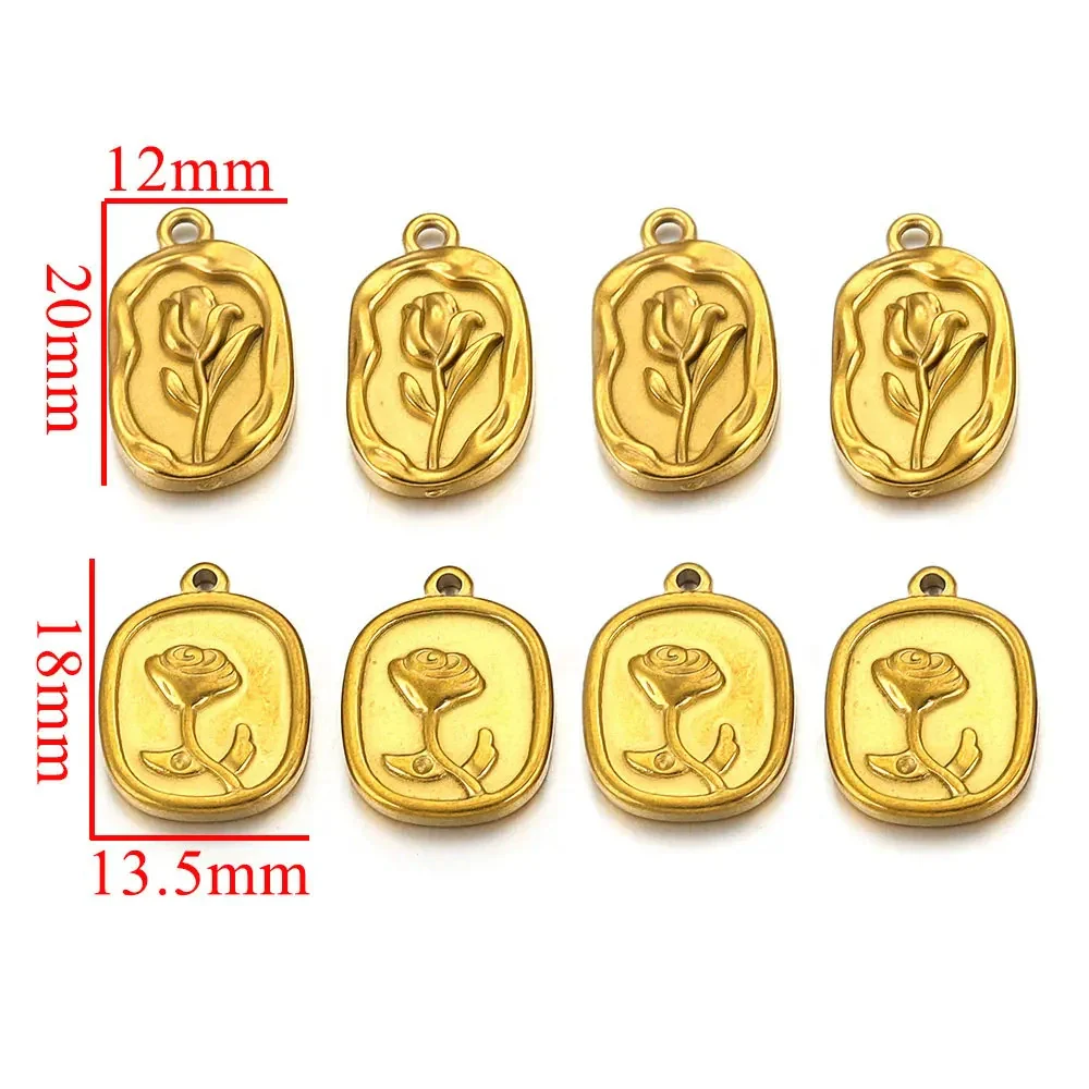 Stainless Steel Fish Pattern Rose Pendant Electroplated Diy Necklace Jewelry Accessories - Image 3