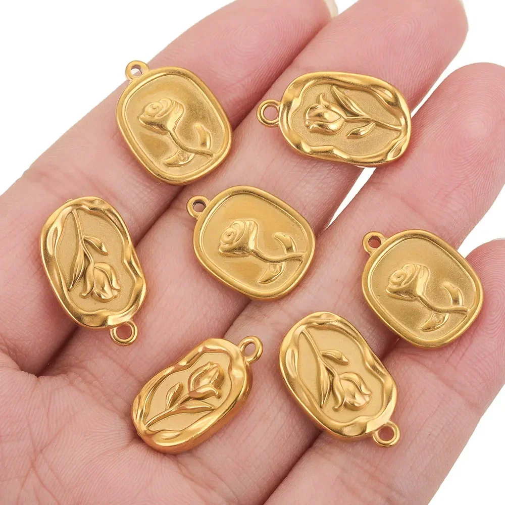 Stainless Steel Fish Pattern Rose Pendant Electroplated Diy Necklace Jewelry Accessories - Image 4