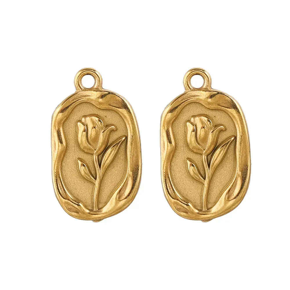 Stainless Steel Fish Pattern Rose Pendant Electroplated Diy Necklace Jewelry Accessories - Image 6
