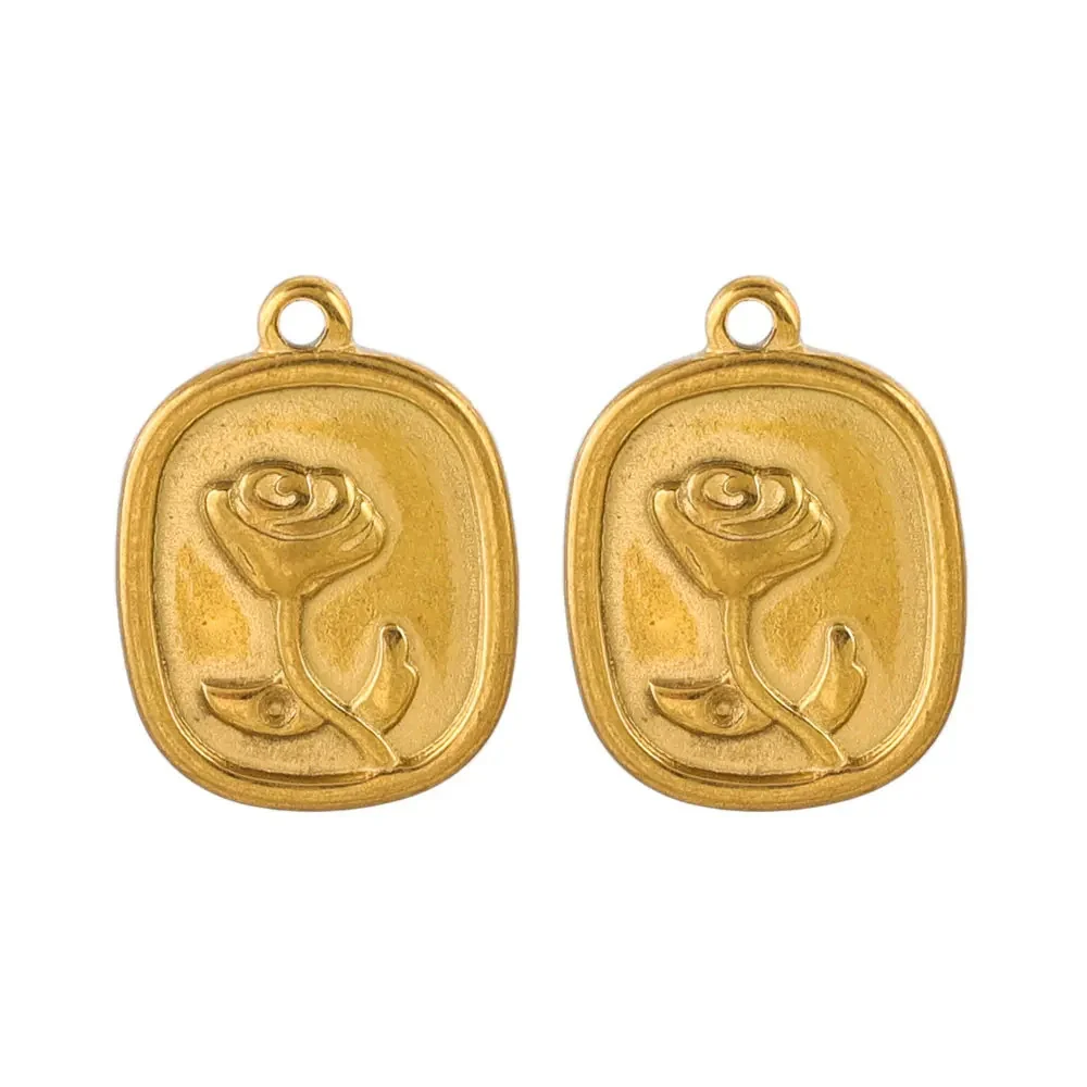 Stainless Steel Fish Pattern Rose Pendant Electroplated Diy Necklace Jewelry Accessories - Image 7