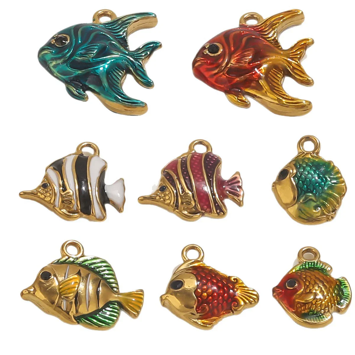 Stainless Steel Fish Pendant Jewelry With Oil Dripping Craft Handmade - Image 5