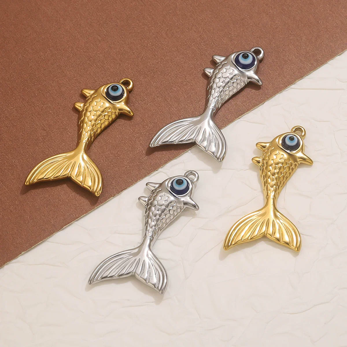 Stainless Steel Fish Shaped Koi Pendant Handmade Jewelry Accessory Material With Electroplating - Image 3