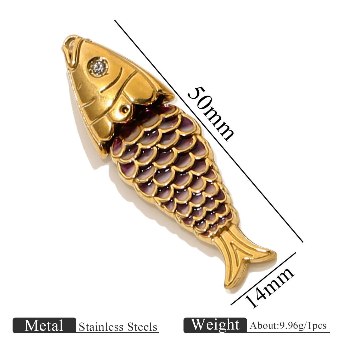 Stainless Steel Fish Shaped Koi Pendant Handmade Jewelry Accessory Material With Electroplating - Image 6