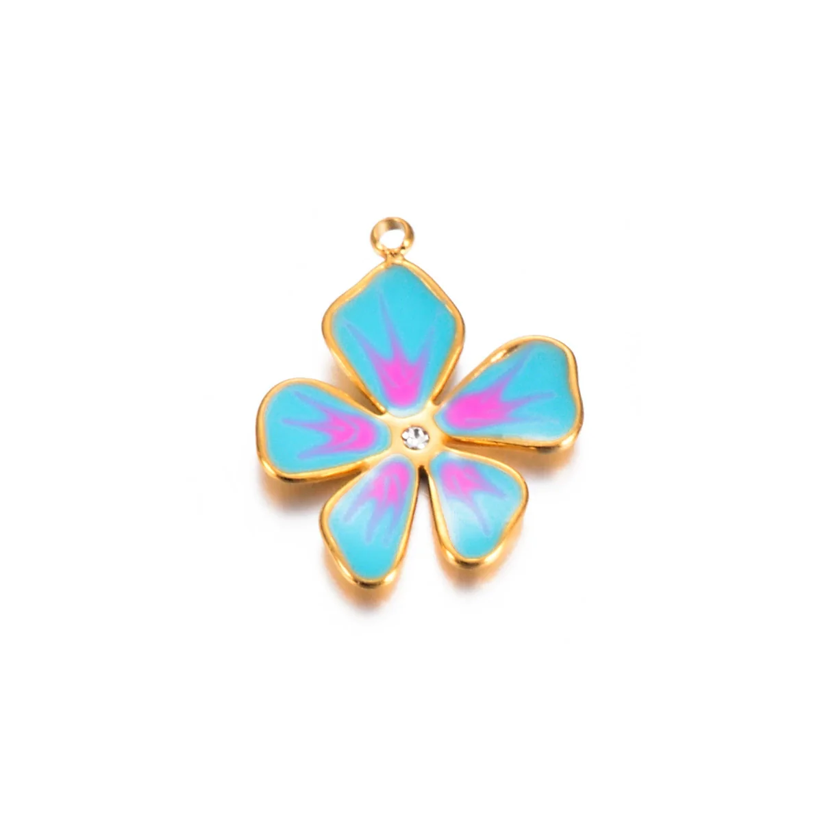 Stainless Steel Fivepetal Flower Drop Oil Jewelry Accessories Earrings Pendant Diy Handmade Material - Image 7