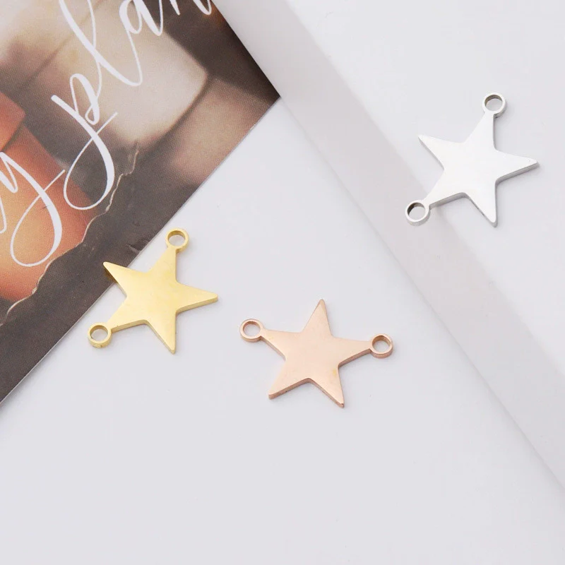 Stainless Steel Fivepointed Star Jewelry Accessories Pendant For Necklace And Bracelet With Fine Polishing
