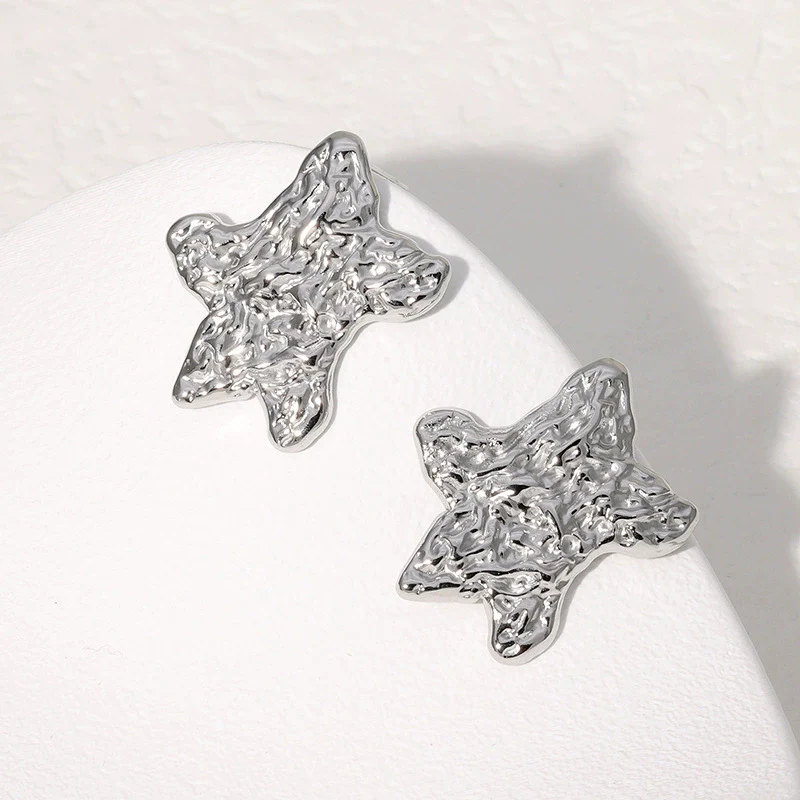 Stainless Steel Fivepointed Star Starfish Shape Electroplated Women's Earrings - Image 2